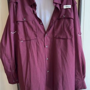 Magellan Outdoors Maroon Casual Button Down Shirt